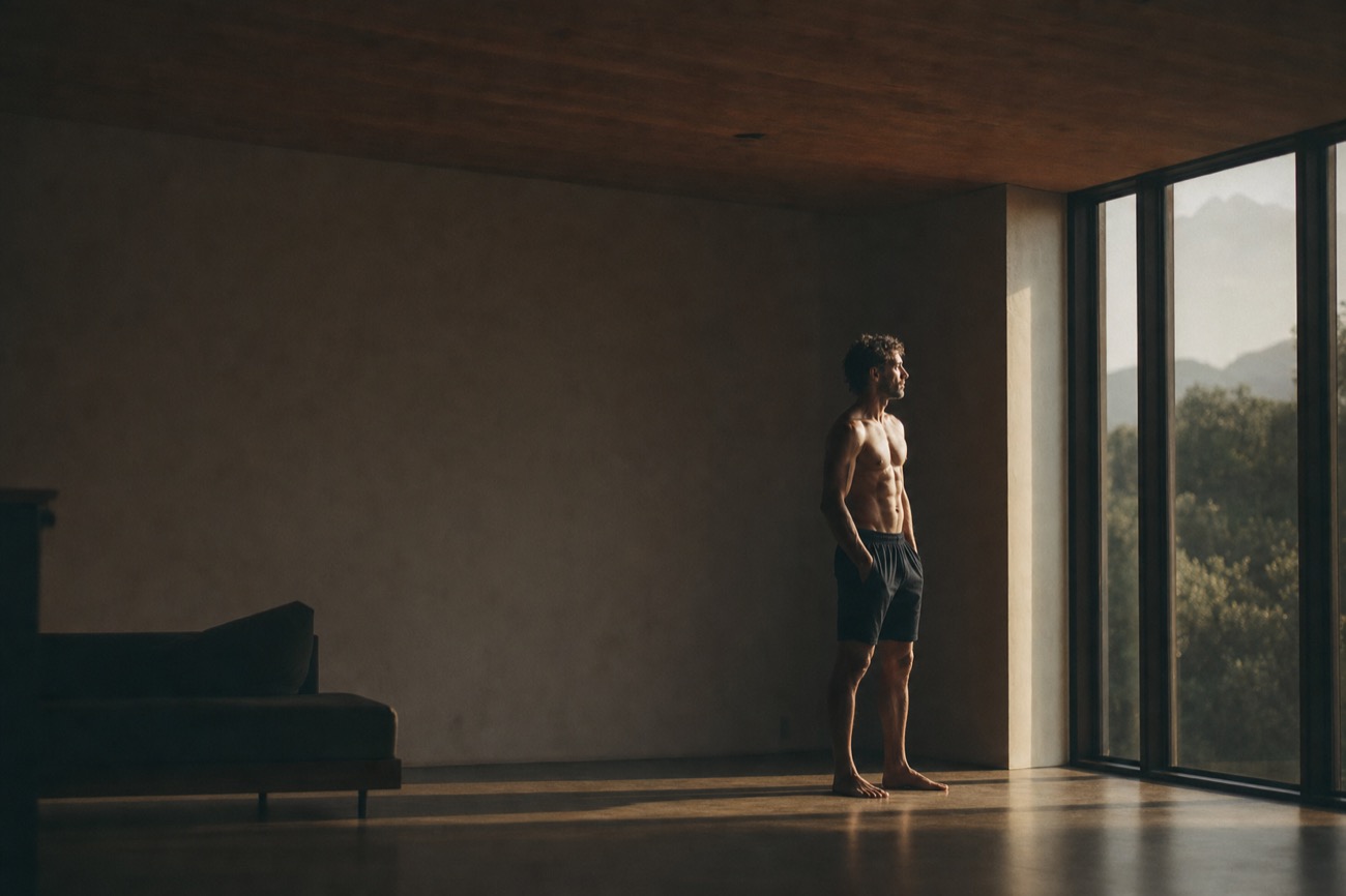 One of the new glp3.wiki hero treatments — a wide, cinematic film-grain photograph of a figure in a sunlit room